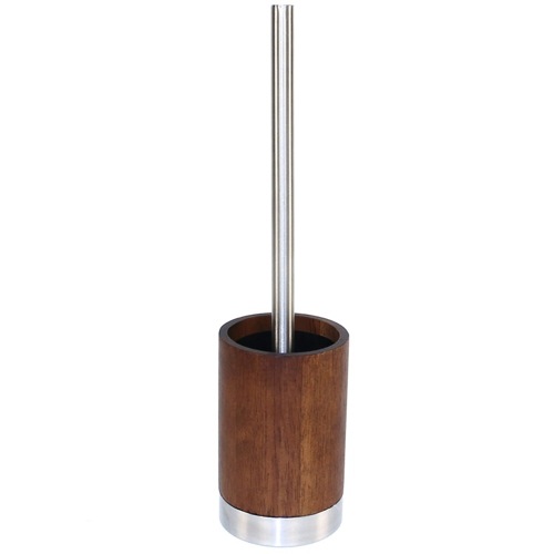 Toilet Brush, Gedy ER33-30, Round Walnut Toilet Brush Holder ER33-30